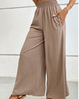 Rosy Brown Wide Waistband Relax Fit Long Pants Sentient Beauty Fashions Apparel & Accessories