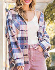 Gray Snap Up Plaid Collared Neck Jacket with Pocket Sentient Beauty Fashions Apparel & Accessories