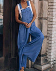 Dark Slate Gray Wide Leg Denim Overalls