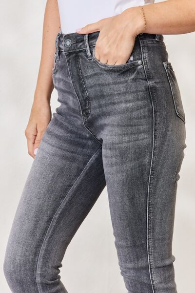 Gray Judy Blue Full Size High Waist Tummy Control Release Hem Skinny Jeans Sentient Beauty Fashions Apparel &amp; Accessories