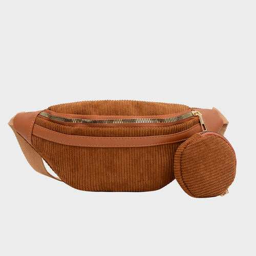 Saddle Brown Small Corduroy Sling Bag