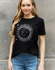 Dark Gray Simply Love Sun and Star Graphic Cotton Tee Sentient Beauty Fashions tees