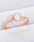 Lavender 18K Rose Gold-Plated Pear Shape Natural Moonstone Ring Sentient Beauty Fashions rings