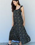 Light Gray Doublju In The Garden Ruffle Floral Maxi Dress in  Black Yellow Floral