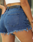 Dim Gray Raw Hem Distressed Denim Shorts Sentient Beauty Fashions Apparel & Accessories