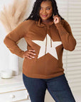 Light Gray Heimish Full Size Star Graphic Hooded Sweater Sentient Beauty Fashions Apparel & Accessories