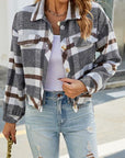 Gray Plaid Button Up Pocketed Jacket Sentient Beauty Fashions Apparel & Accessories