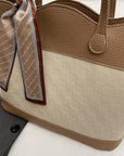 Rosy Brown PU Leather Tied Contrast Tote Bag Sentient Beauty Fashions *Accessories