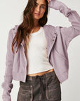 Light Gray Waffle-Knit Dropped Shoulder Hooded Jacket Sentient Beauty Fashions Apparel & Accessories