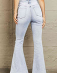 Rosy Brown BAYEAS High Waisted Button Fly Flare Jeans Sentient Beauty Fashions Apparel & Accessories