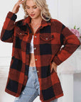 Light Gray Plaid Button Down Coat with Pockets Sentient Beauty Fashions jackets