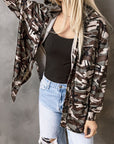 Dim Gray Camouflage Button Up Hooded Jacket Sentient Beauty Fashions Apparel & Accessories