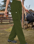 Dark Olive Green Straight Leg Cargo Jeans Sentient Beauty Fashions Apparel & Accessories