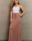 Dim Gray Culture Code For The Day Full Size Flare Maxi Skirt in Chocolate Sentient Beauty Fashions Apparel & Accessories