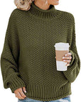 Dark Slate Gray Turtleneck Dropped Shoulder Sweater