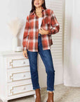 Light Gray Double Take Plaid Collared Neck Long Sleeve Shirt Sentient Beauty Fashions Apparel & Accessories