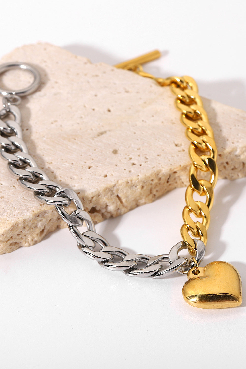 Antique White Chain Heart Charm Bracelet Sentient Beauty Fashions jewelry