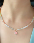 Tan Heart Pendant Beaded Necklace Sentient Beauty Fashions Necklaces