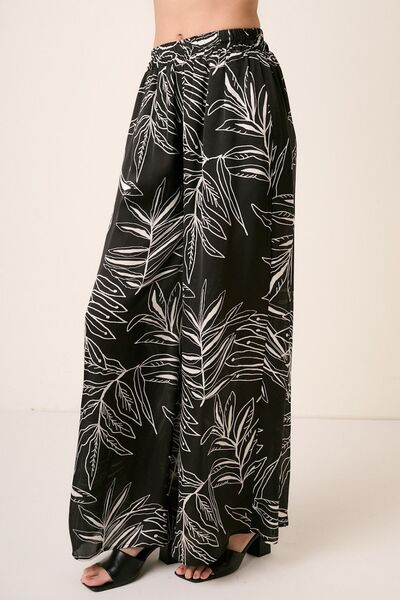 Light Gray Mittoshop Printed Wide Leg Pants Sentient Beauty Fashions Apparel & Accessories