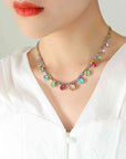 Light Gray Crystal Copper Chain Necklace Sentient Beauty Fashions jewelry