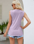 Gray Contrast Eyelet V-Neck Tank Sentient Beauty Fashions Apparel & Accessories