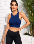 Dark Slate Gray Cropped Round Neck Sports Tank Top Sentient Beauty Fashions Apparel & Accessories