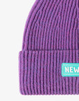 White Smoke NEWYORK Patch Rib-Knit Cuffed Beanie