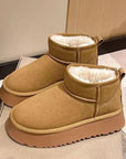 Rosy Brown Fleece Lined Chunky Platform Mini Boots Sentient Beauty Fashions Apparel & Accessories