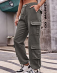 Dim Gray Elastic Waist Cargo Jeans Sentient Beauty Fashions Apparel & Accessories