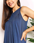 Wheat Double Take Round Neck Sleeveless Mini Dress Sentient Beauty Fashions Apparel & Accessories