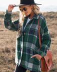 Dim Gray Double Take Plaid Dropped Shoulder Pocketed Shirt Jacket Sentient Beauty Fashions Apparel & Accessories