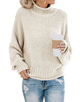 Light Gray Turtleneck Dropped Shoulder Sweater