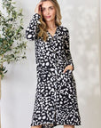 Light Gray Celeste Full Size Animal Print Button Up Long Sleeve Cardigan Sentient Beauty Fashions Apparel & Accessories