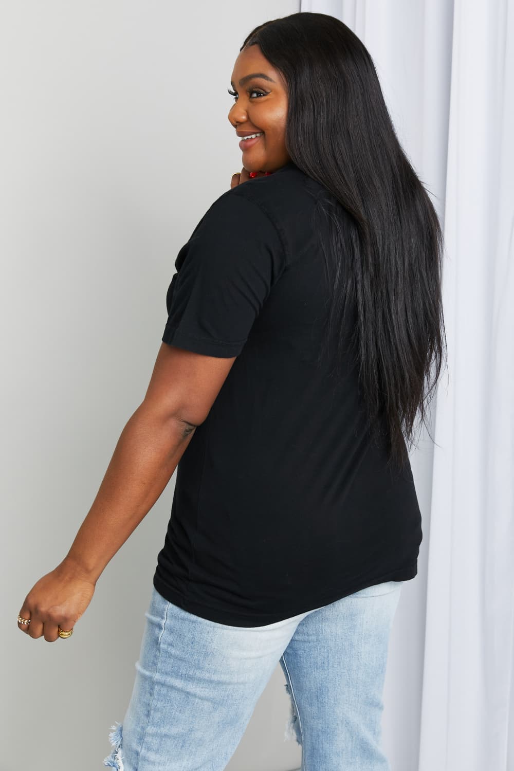 Black Simply Love Full Size Heart Graphic Cotton Tee Sentient Beauty Fashions Apparel &amp; Accessories