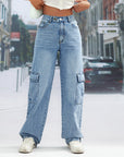 Light Gray Pocketed Long Jeans Sentient Beauty Fashions Apparel & Accessories