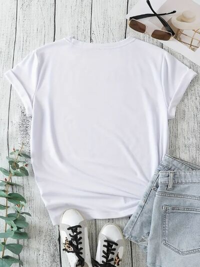 Light Gray XOXO Leopard Round Neck Short Sleeve T-Shirt Sentient Beauty Fashions Apparel &amp; Accessories