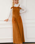 Sienna Pocketed Square Neck Wide Strap Jumpsuit Sentient Beauty Fashions Apparel & Accessories