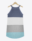 White Smoke Color Block Round Neck Sleeveless Knit Top