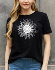 Dark Slate Gray Simply Love Full Size Sunflower Graphic Cotton Tee Sentient Beauty Fashions