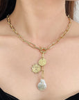 Tan Pearl Pendant Chain Necklace Sentient Beauty Fashions