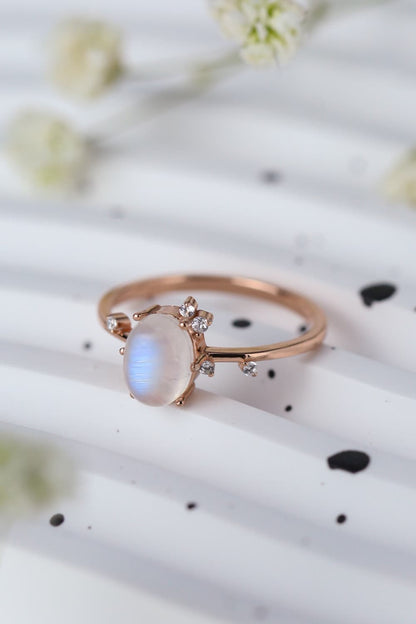 Light Gray High Quality Natural Moonstone 925 Sterling Silver Ring