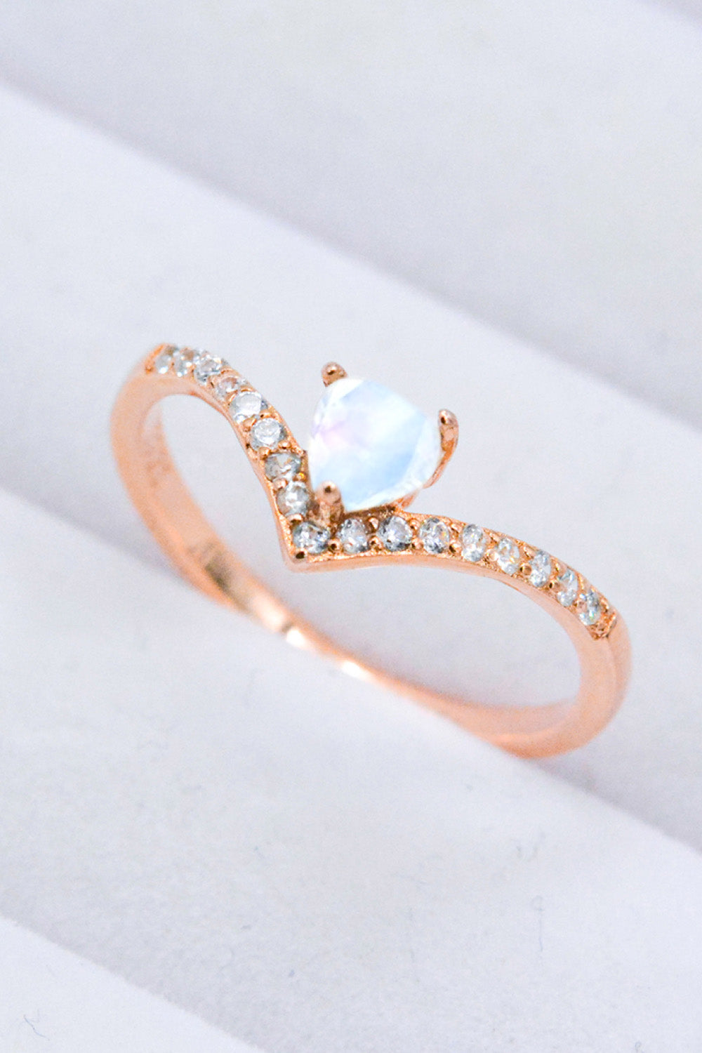 Light Gray Moonstone Heart-Shaped Ring Sentient Beauty Fashions jewelry