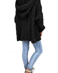 Black Cable-Knit Hooded Sweater Sentient Beauty Fashions Apparel & Accessories