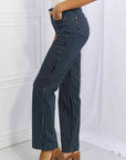 Light Gray Judy Blue Cassidy Full Size High Waisted Tummy Control Striped Straight Jeans Sentient Beauty Fashions Apparel & Accessories