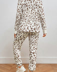 Gray Leopard V-Neck Top and Pants Lounge Set Sentient Beauty Fashions Apparel & Accessories