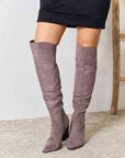 Light Gray East Lion Corp Block Heel Knee High Boots Sentient Beauty Fashions Shoes