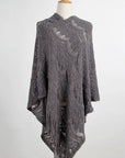 Light Gray Fringe Openwork Surplice Cape Sleeve Poncho