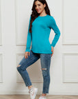 Light Gray Basic Bae Full Size Round Neck Long Sleeve Top Sentient Beauty Fashions Apparel & Accessories