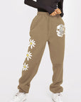 Lavender Simply Love Full Size Drawstring Flower & Skull Graphic Long Sweatpants Sentient Beauty Fashions Apparel & Accessories