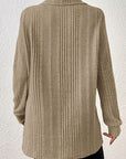 Rosy Brown Slit Johnny Collar Long Sleeve Sweater Sentient Beauty Fashions Apparel & Accessories